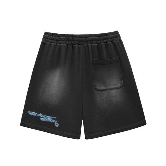 Sun Fade Raw Edge Cotton Shorts