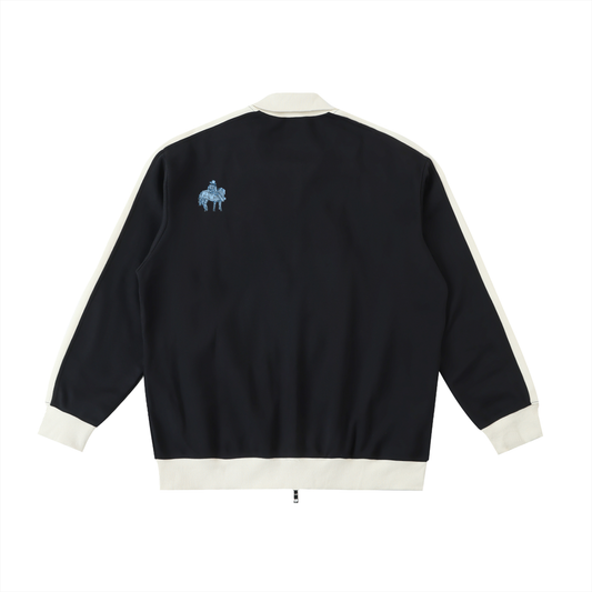 Contrast Trim Stand Collar Jacket