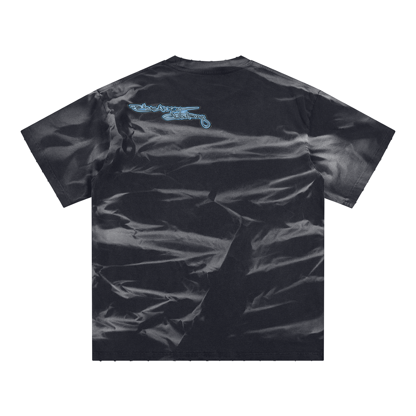 Irregular Stripe Frayed Monkey Washed T-Shirt - 250 GSM