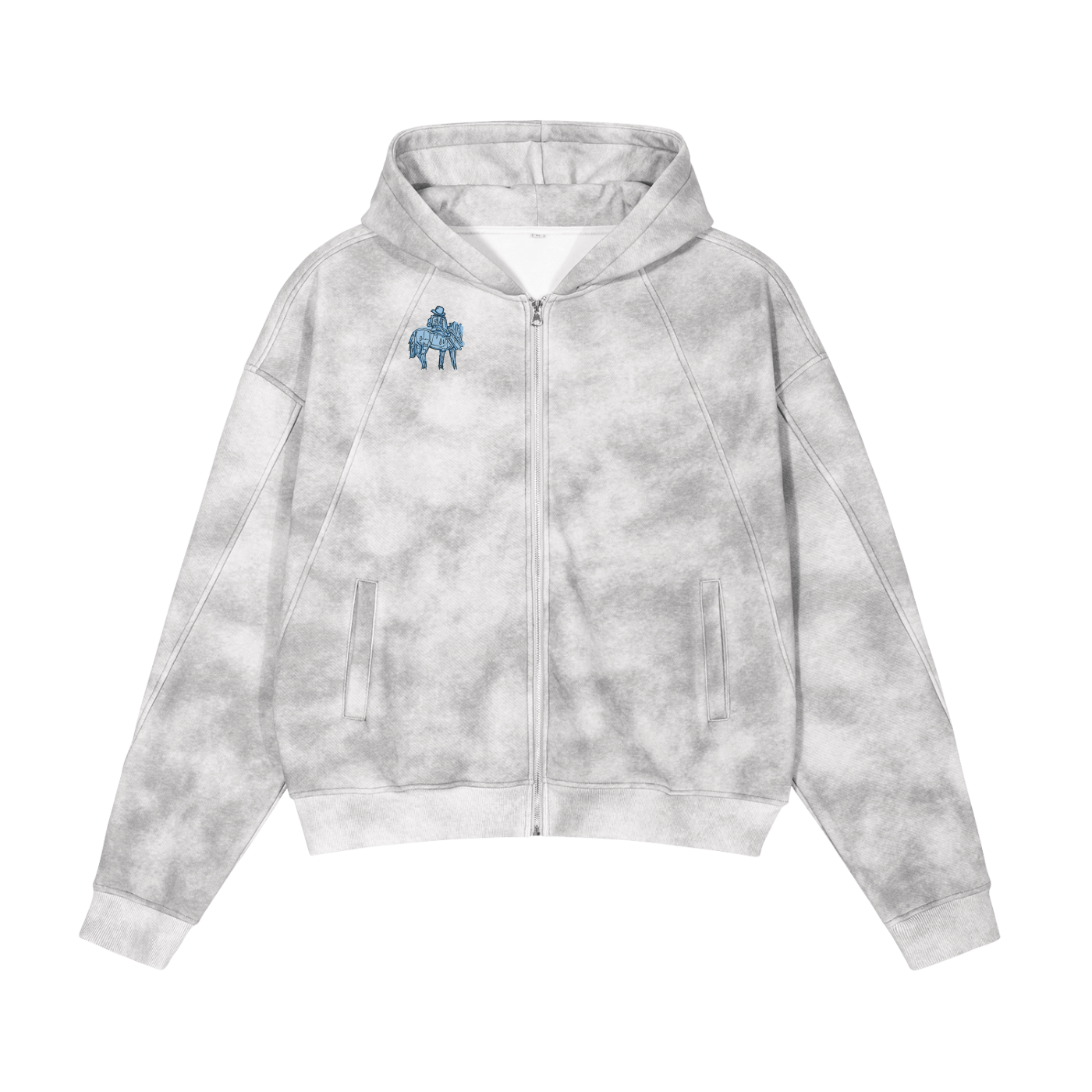 Dirty Washed Boxy Zip-up Fleece Hoodie