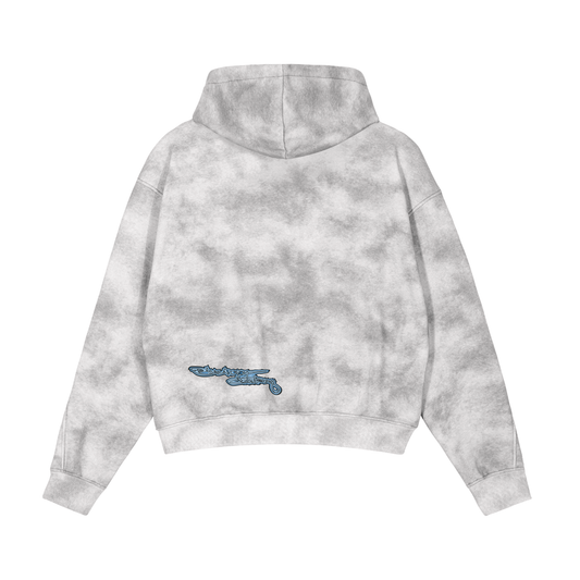 Dirty Washed Boxy Zip-up Fleece Hoodie