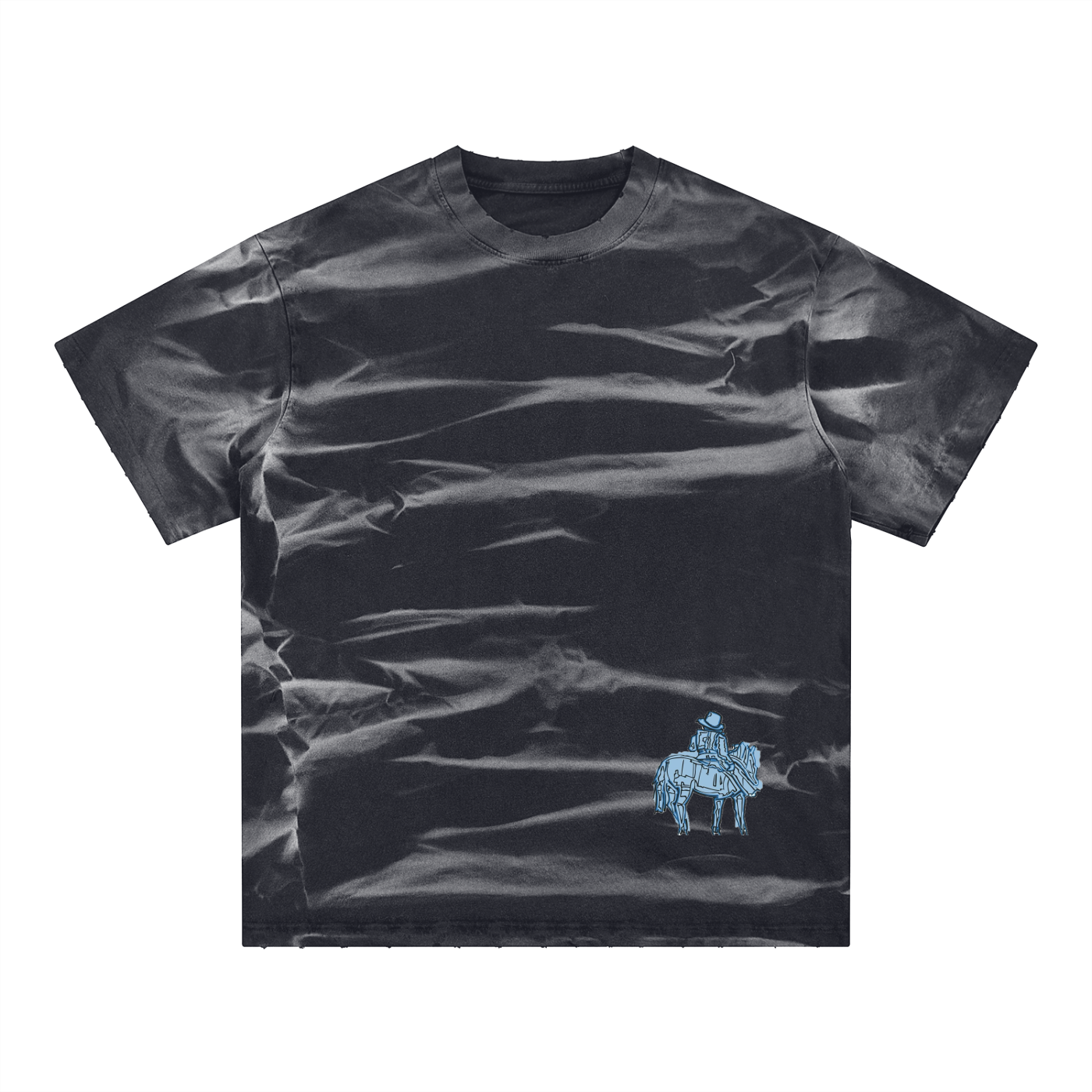 Irregular Stripe Frayed Monkey Washed T-Shirt - 250 GSM