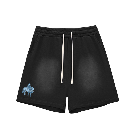 Sun Fade Raw Edge Cotton Shorts