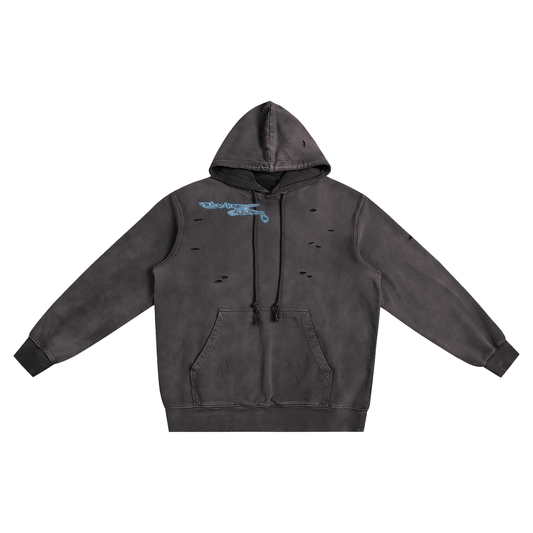 Heavyweight Pure Cotton Hand-Frayed Monkey Washed Hoodie