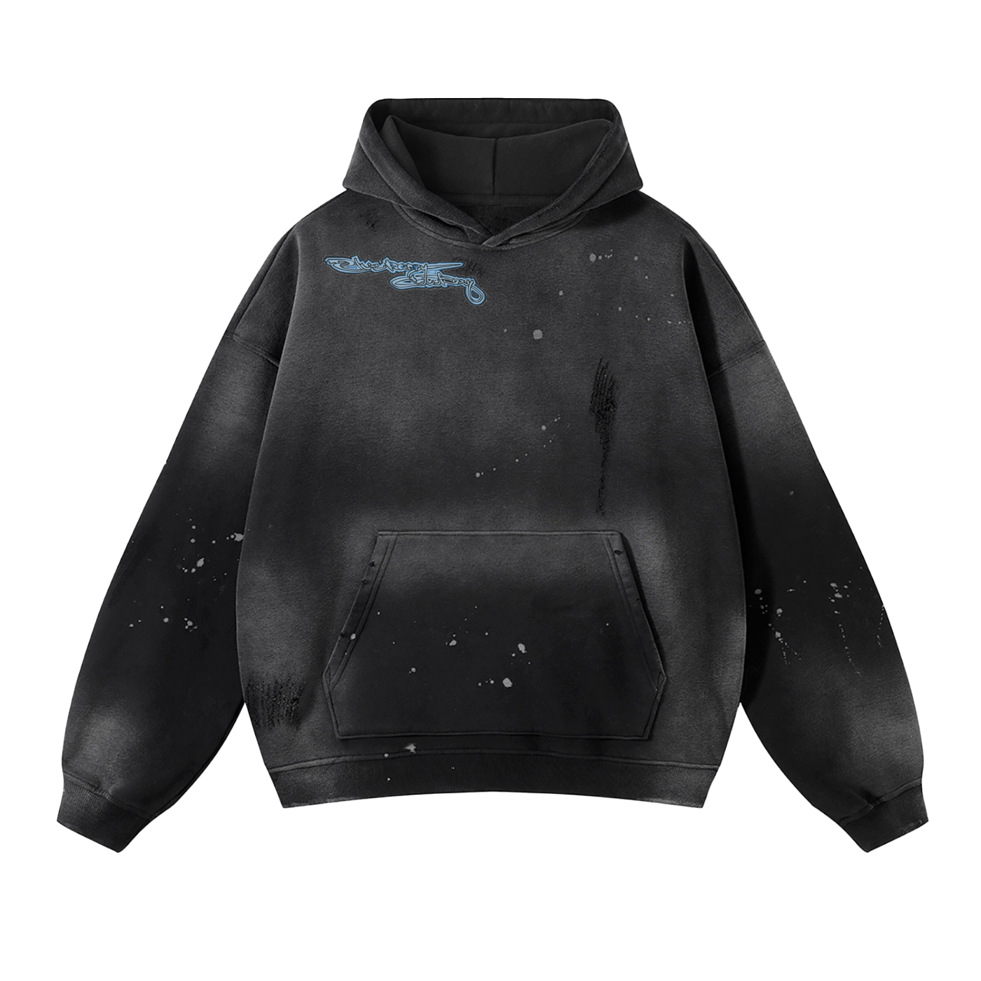 Vintage Wash Frayed Fleece Hoodie - 360 GSM